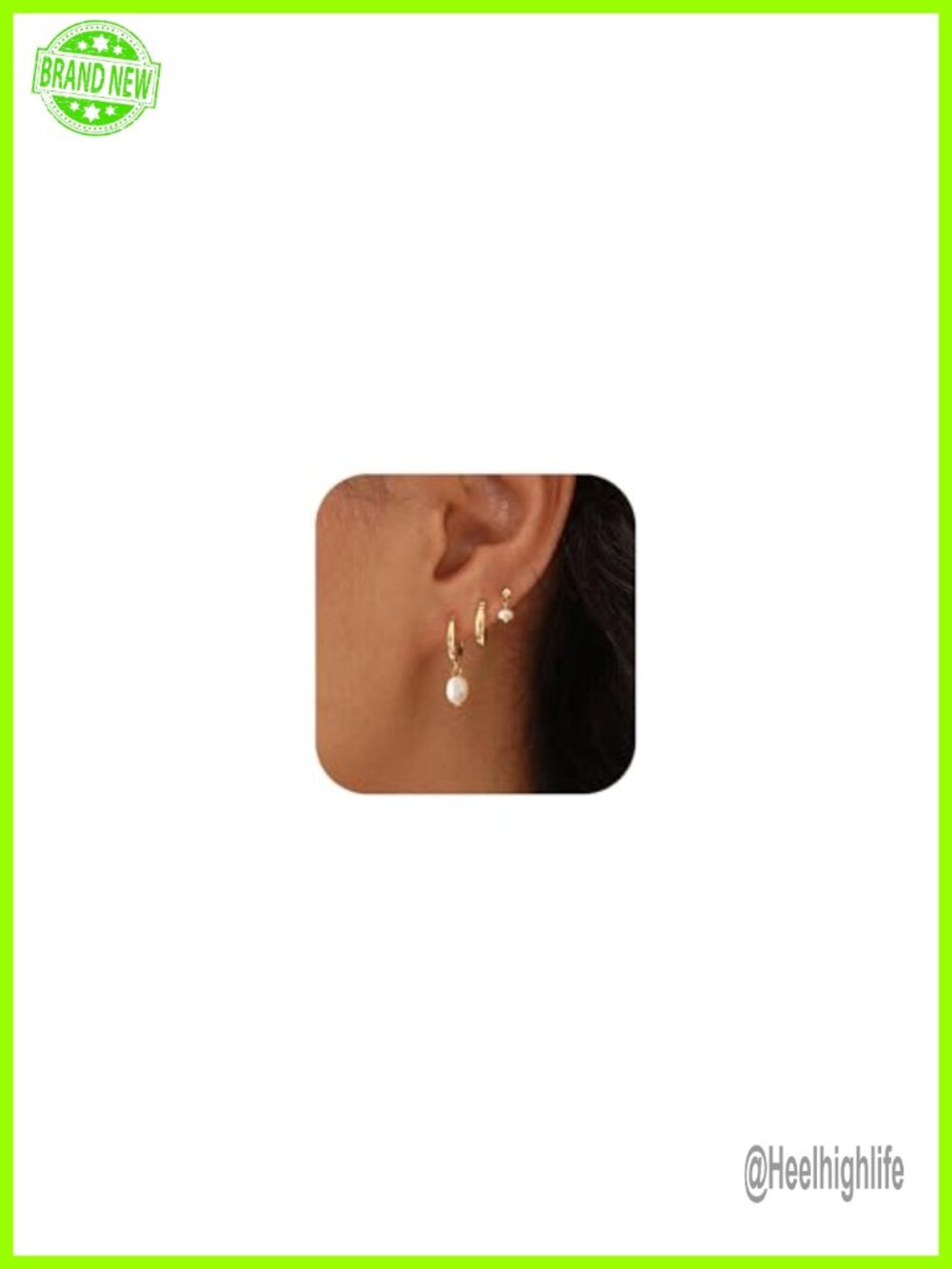 Dainty Gold Plated Stackable Earring Set Hoop Stud Chain Women